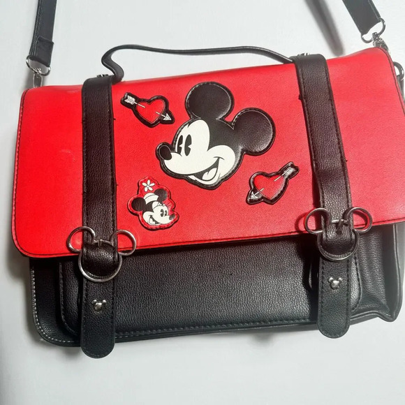 Primark Disney Red & Black Mickey Mouse Bag Tote (satchel) adjustable strap - Picture 5 of 11